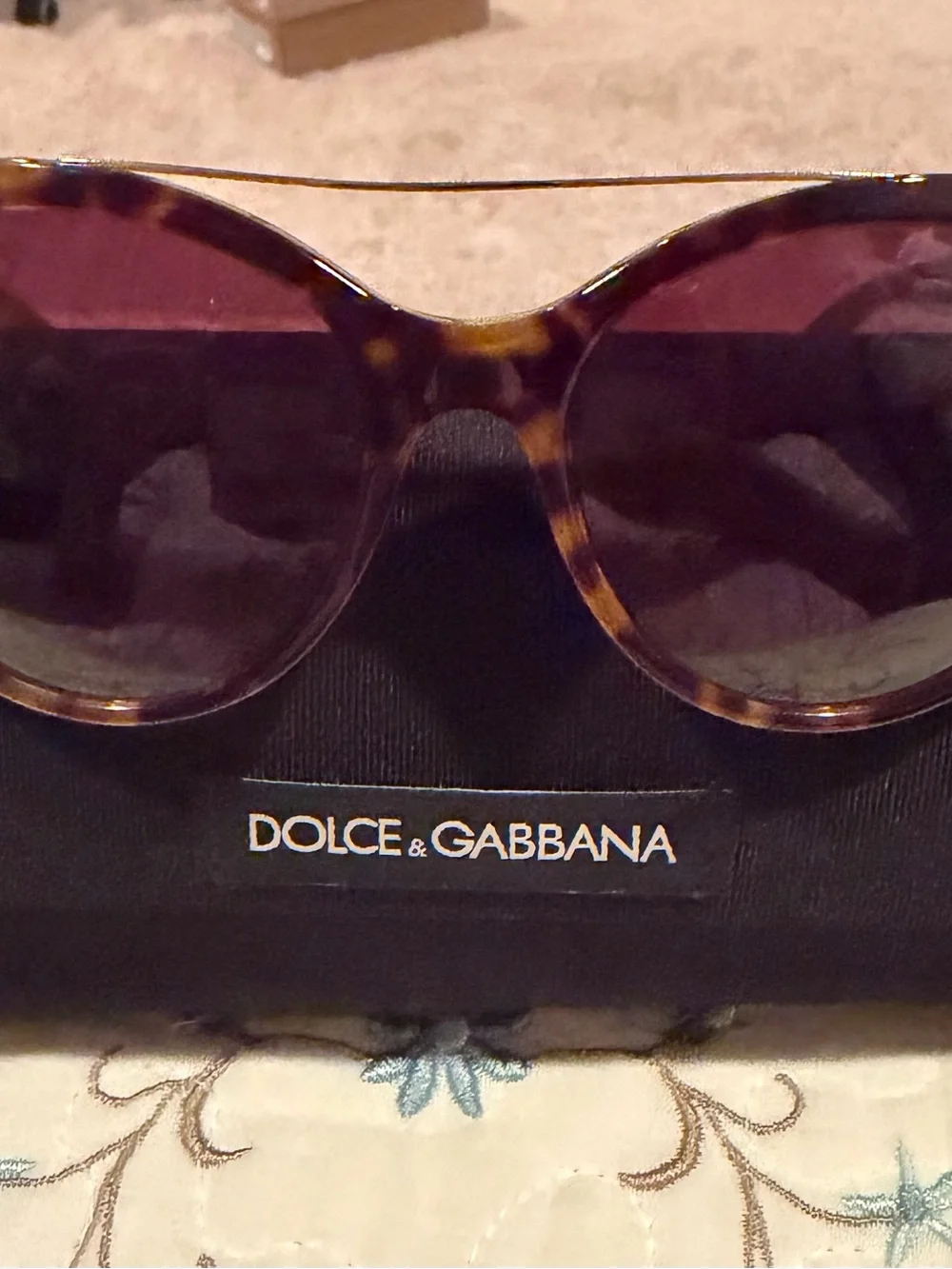 Dolce & Gabbana Tortoiseshell Frame Sunglasses with Brown Lenses